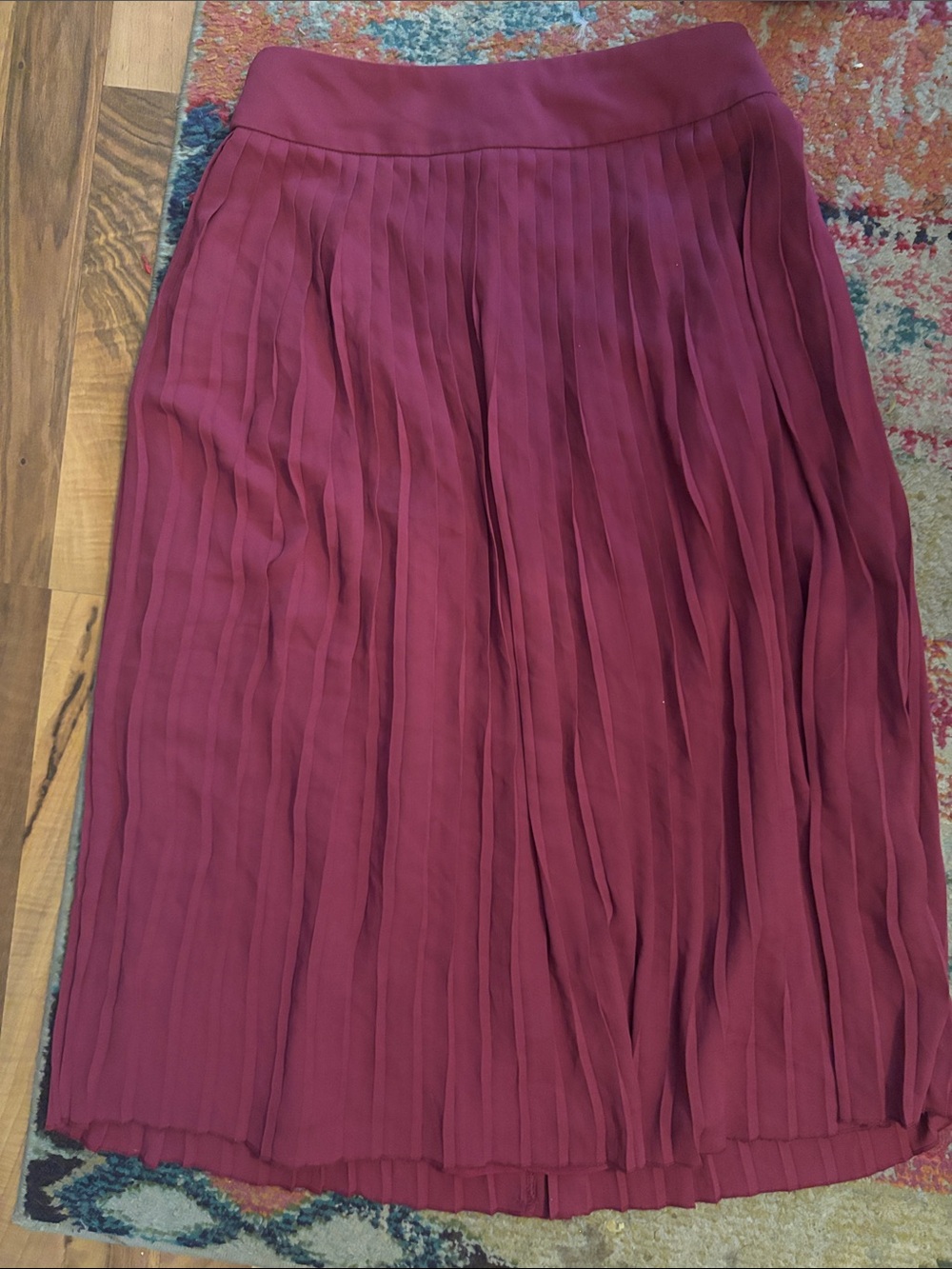 J. Crew Pleated Midi Skirt in Burgundy
